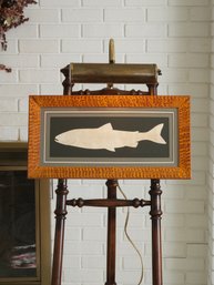 Original Vintage Framed 'Arctic Char' Paper Cutting Silhouette  By Alison Shriver  20.5' X 10.5'# 66