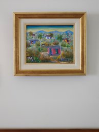 Original Oil On Canvas Haitian Folk Art Painting By Ossey Dubic (1944-2012) --15' X 13'  #67