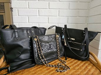 Lot Of Two Nicole Miller New Handbags And Vintage Black Ganson Purse  #251