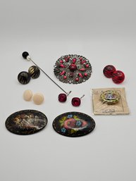 Lot Of Vintage Earrings, Pin And Brooches #132