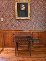 Beautiful English Mahogany Hand Painted Oval Table With Drawer (Painting Not Included) #27