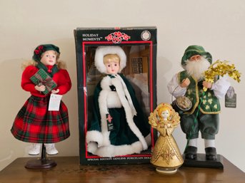 Vintage Christmas Dolls And Irish Handcrafted Santa #142