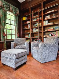 Pair Of Mitchell Gold & Bob Williams - Swivel Chairs And An Ottoman #1