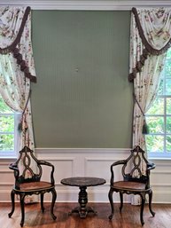 Antique Victorian Hand Painted And Mother Of Pearl Table And Cane Chair Set  #3