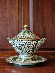Large Chinese Porcelain Tureen With Lid And Plate  #21