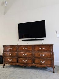 French Provincial Louis XV Style Carved Cherry Wood Triple Dresser 34'H X 77'W X 21'D #44