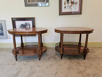 Antique Mahogany Side Tables With Brass Gallery And Brass Accents On The Legs #56