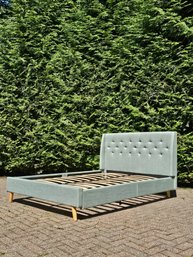 Dorel Home's Modern Tufted Button Upholstered Platform Bed In Sage Green - Queen Size - Excellent Condition 63