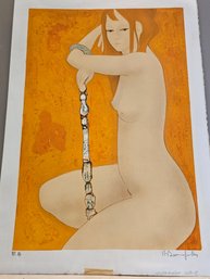 Alain Bonnefoit 1981 Original Painting Signed Portrait Of A Woman 30 X 21 #143