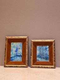 Lot Of Two Raphael Esterida Enamel On Copper Framed Artwork #191