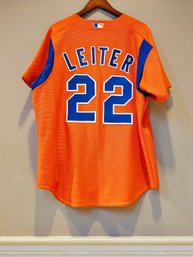 AL LEITER Team Issued Majestic NEW YORK METS Signed Jersey #213