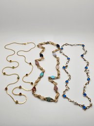 Tree Natural Stone And Glass Gold Tone Necklaces #83