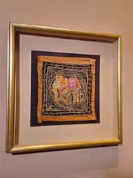 Vintage Hand Embroidered Burmese Kalaga Taprstry 19' X 19' #60
