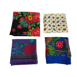 Lot Of Four Vintage Pure Wool Scarves