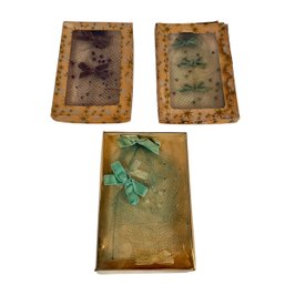 Lot Of Three Vintage 1950s Birdcage Veils With Velvet Bows In Original Boxes