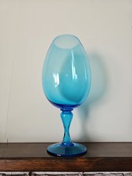 Vintage 19' Italian Teal Blue Art Glass Vase/Goblet  #28