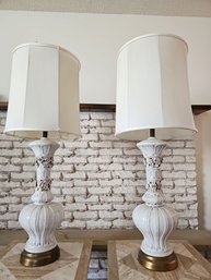 Pair Of Italian Ceramic Art Deco Style Able Lamps #110