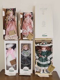 Five Porcelain Seymour Mann Connoisseur Collection Dolls #138