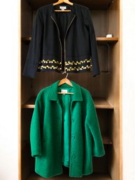 Linea By Louis Dell'Olio Womens Green Short Coat And New Victor Costa Jacket - Fits L/M #160