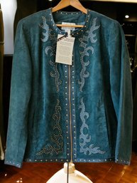 Brand New With Tags Vintage Linea By Louis Dell'olio Green Suede Leather Jacket - Size L #158