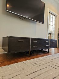 Contemporary Media Cabinet With Polished Stainless Steel Legs  18'H X 71'W X 22'D #35