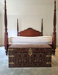 Williamsburg Colonial Reproduction 18th Century Lucas Trunk W/Brass Studded Leather And Wood By Baker  #42
