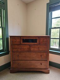 Modern Pine Wood Chest Of Drawers With Glass Drawer/Storage  43'H X 46'W X 20'D #50