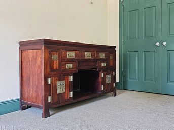 Tianjin China 19th Century Ming Dynasty Design Elm And Catalpa Wood Sideboard With Brass Fittings #52
