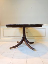 Antique Georgian Mahogany Tilt Top Pedestal Dining Table With Brass Paw Casters #71