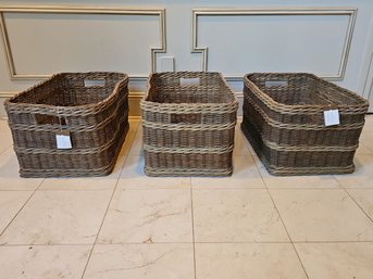 Set Of Three Jacquelyne Underbed Baskets By Pottery Barn #72