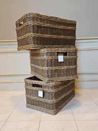 Set Of Three Jacquelyne Underbed Baskets By Pottery Barn #73