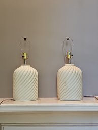 Rare MCM Italian Ceramic Table Lamps Signed 22' #115