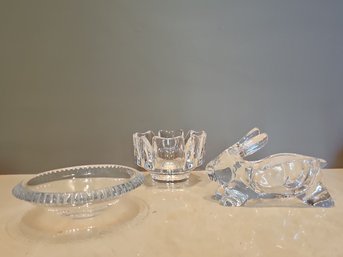 Vintage Orrefors Crystal Bowls And Sasaki Clear Crystal Bunny  #116