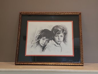 Vintage Pencil Art Print 214/250 Artist Signed 22 X 25.5 #136