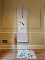 Signed Old Chinese Hand Painting Art On Scroll With Two Extra Paintings #141