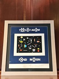 Yaacov Agam Original Signed In Pencil 'Fond Marin' Framed Measures 31 X 29  #179