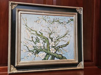 Van Gogh Branches With Almond Blossom Art Canvas Framed  (Replica) 29 X 33 #180