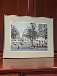 Michel Delacroix Original Pencil Signed And Titled 'Autobus' Framed 22 X 27 #182