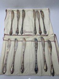Bloomingdale's Vintage Flatwear, Butter Knife, Spreader, Set Of 12 In Original Fabric Rolls