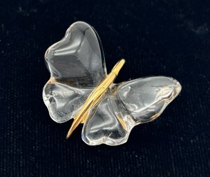 Lalique Crystal And Gold Toned Butterfly Pendant, Papillon Pendant