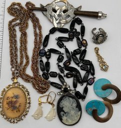 Scottish Kilt Pin, Cameos, Turquoise And Other Vintage Jewelry