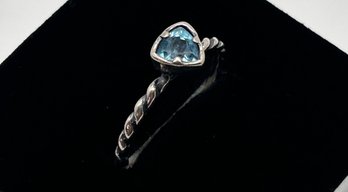 Paz Creations Israel Sterling Silver Blue Topaz Ring, Sz 8.25