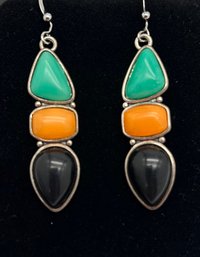 AP Sterling Geometric Multi-Stone Stone Dangle Earrings