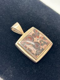 Beautiful Sterling Silver Agate Square Pendant