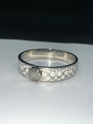 White And Silver Hinged Bracelet, Squeeze Button Clasp, Coach Logo And Markings, No Authentication Available