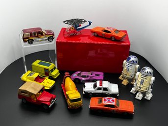 Assorted Toy Cars, R2 D2 Figures, Matchbox Cars, General Lee Dukes Of Hazard Replica & Others