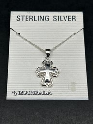 Sterling Silver Cross Necklace, New On Card, Designer MARSALA, Cross Is 3/4', Necklace Not Measured, 925