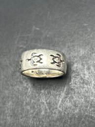 Sea Turtle 925 Sterling Silver Ring By Peter Stone Jewelry, Marked PSCL, 925, Size 6