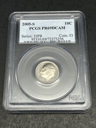 2005-S 10c Coin, PCGS Graded Dime, PR 69 DCAM