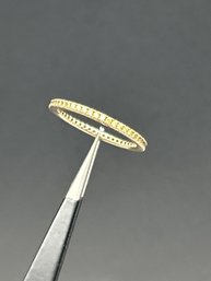 Dainty Olive Green CZ Eternity Band, Gold Washed Sterling Silver Stackable Band, Marked CZ 925, Size 7.25